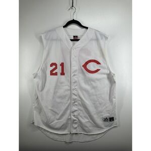 Vintage Alleson 2XL Cincinnati Reds #21 Baseball Mesh Button Up Jersey Sleeveles